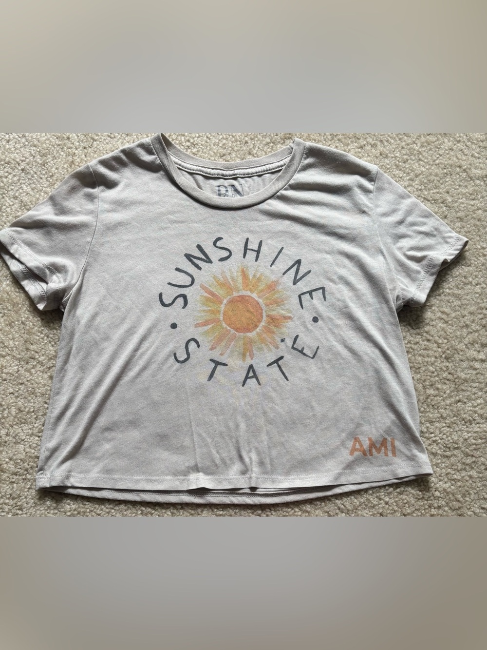 Cream 'Sunshine State' Graphic Crop Tee